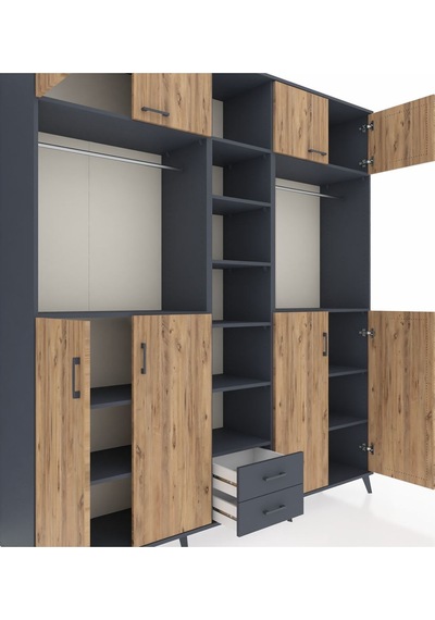 Hyperion Dolap 14 Raflı 2 Çekmeceli 2 Askılı 220x44x243 Antrasit-çam/antrasit Atlas Çam/antrasıt Hyperion Dolap 14 Raflı 2 Çekmeceli 2 Askılı 220x44x243 Antrasit-çam/antrasit Atlas Çam/antrasıt