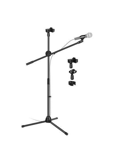 Coverzone 180cm Maksimum Uzunluk Mikrofon Standı Multi Fonksiyonel 2in1 Microphone Katlanabilir Açısı Ayarlanabilir Zemin Üstü - Model 103 1