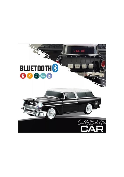Ws-1955 Nostaljik Araba Şeklinde Bluetooth Hoparlör, Sd Kart, Usb, Fm Radyo, Şarjlı, Taşınabilir Speaker, Siyah