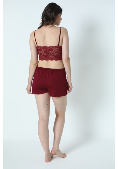 Alissa 9620 Kadın Çeyizlik Dantelli Penye 6'lı Set -bordo Bordo