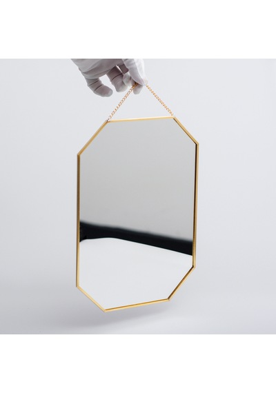 Ayna Duvar Askılı Sekizgen Geometrik 30x20cm Gold