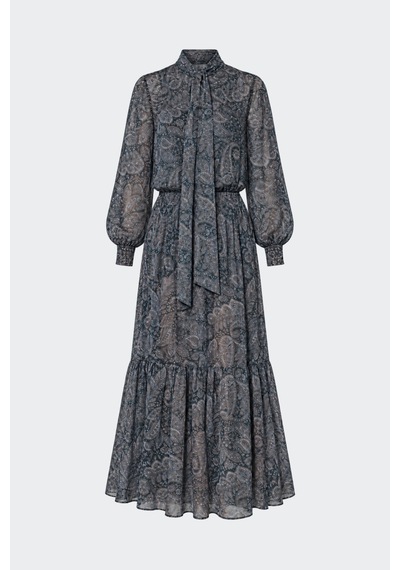 Suud Collection Yeşil Demi Desenli Bohem Elbise