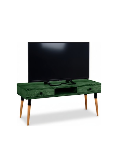 Masif Ahşap Tv Ünitesi 120 Cm İskandinav Stil, Doğal, 2 Çekmeceli Ve 1 Raflı Modest Tv-120 Ye Yeşil - Ahşap Masif Ahşap Tv Ünitesi 120 Cm İskandinav Stil, Doğal, 2 Çekmeceli Ve 1 Raflı Modest Tv-120 Ye Yeşil - Ahşap