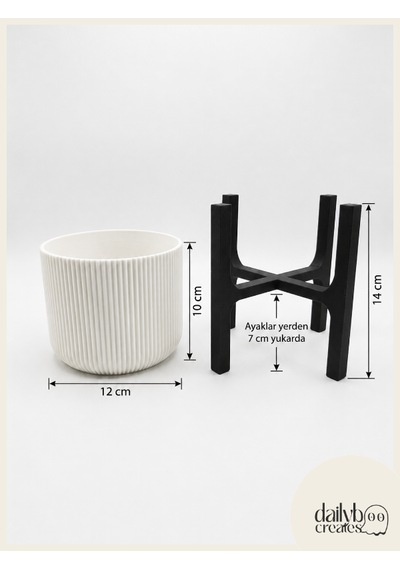 2 Renkli Ayaklı Saksı-modern Tarzlı Dekoratif Saksı-çiçek Ve Bitki Saksısı Beyaz