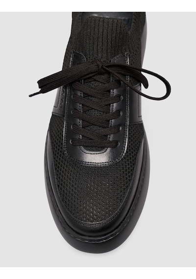 Cabani Erkek Triko Detaylı Günlük Siyah Sneaker Ayakkabı Siyah