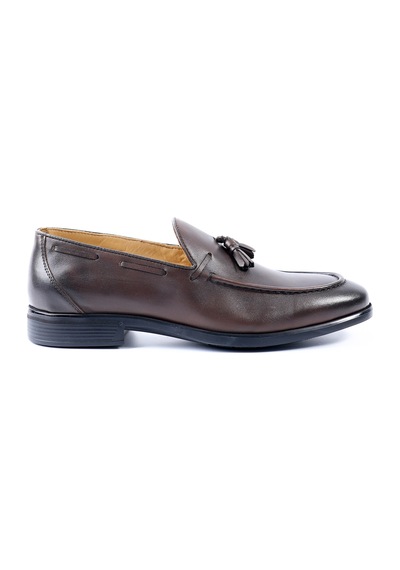 Tuna Hakiki Deri Kahverengi Loafer Erkek Ayakkabı - E4643 Kahverengi