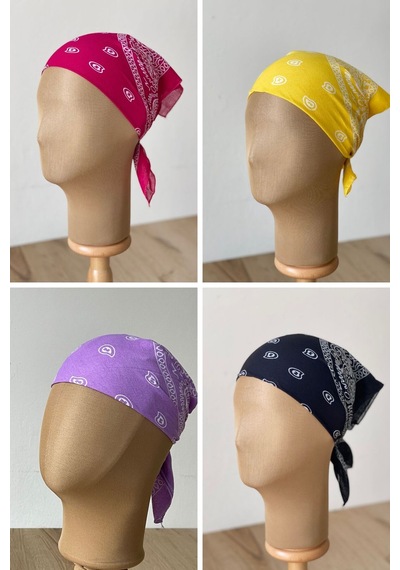 Klasik Desen Unisex 4lü Bandana Seti Renkli Bandana Etnik Desenli A Kalite Bandana Koyu Mavi