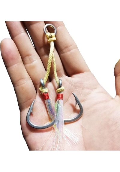 Hokkaido 4/0 Numara 2 Adet Çiftli- Kevlar İp,glow Simli,jig Asist