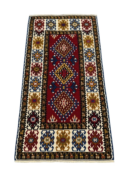 El Dokuma Sıfır Yahyalı Kilim 118x215 Kök Boya %100 Yün Kilim