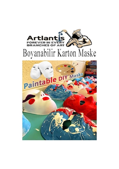 Maske Boyama 2 Adet Boyanabilir Karton Maske Lastikli İnsan Yüzü Suratı Yerli Üretim Okul Sınıf Etkinlikleri Hobi