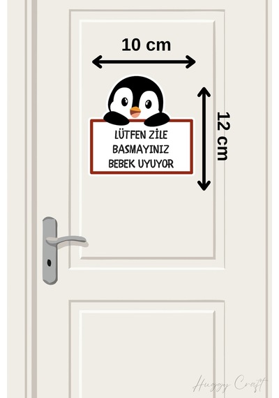 Sevimli Penguen Sticker Bebek Uyuyor Kapı Zili Etiketi Standart