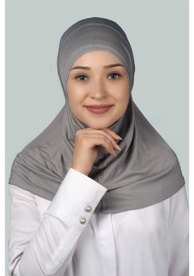 Altobeh Hazır Türban Pratik Eşarp Tesettür Hijab - Namaz Örtüsü - Gri