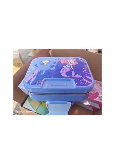 304 Paslanmaz Çelik 2 Katlı 2 Bölmeli 1030ml Happii Beslenme Çantası Temalı Lunch Box Mor