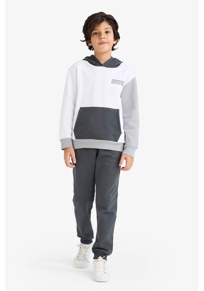 Defacto Erkek Çocuk 2li Takım Baskılı Kapüşonlu Sweatshirt Jogger Eşofman Altı C8316a825cwwt36 Beyaz-wt36