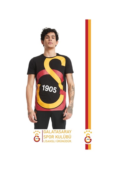 Galatasaray Lisanslı Büyük Logolu T-shirt Siyah.