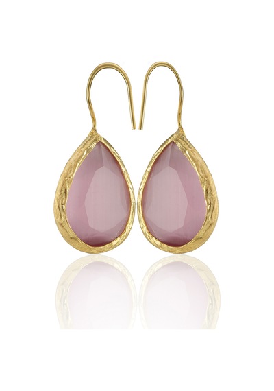 Kadir Jewellery 22 Ayar Altın Kaplama Damla Taşlı Küpe -el İşçiliği Ve Hipoalerjenik Küpe Pembe 13122306
