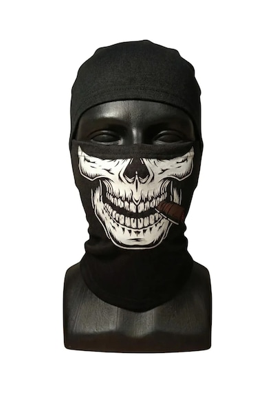 Womanandkids Wak Unisex Kuru Kafa Puro Baskılı Balaklava 1 Adet Tek Beden Viskoz Kask İçi Outdoor Maske Siyah