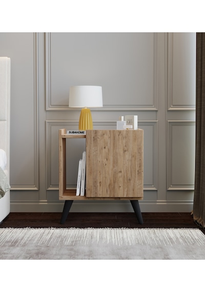 50 Cm Mdf Modern Ayaklı Ahşap Komodin Çok Amaçlı Dolap Yan Sehpa
