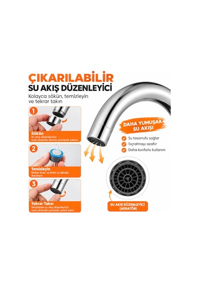 Krom Lavabo Bataryası 360 Döner Gövdeli Tek Kollu Lavabo Musluğu Şık Modern Tasarım Gümüş