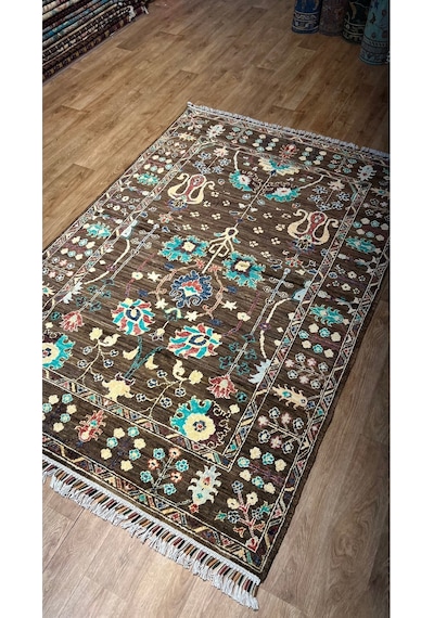 El Dokuma Afghan Halısı Kahverengi