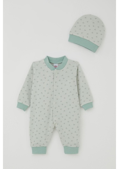Breeze Erkek Bebek Tulum Mini Üçgenler Desenli 0-6 Ay, Su Yeşili Su Yeşili
