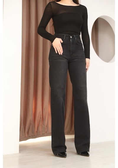 Modanida Kadın Siyah Yüksek Bel Palazzo Baggy Kot Pantolon Wide Leg Bol Paça Jean Kot Pantolon Siyah Siyah Modanida Kadın Siyah Yüksek Bel Palazzo Baggy Kot Pantolon Wide Leg Bol Paça Jean Kot Pantolon Siyah Siyah