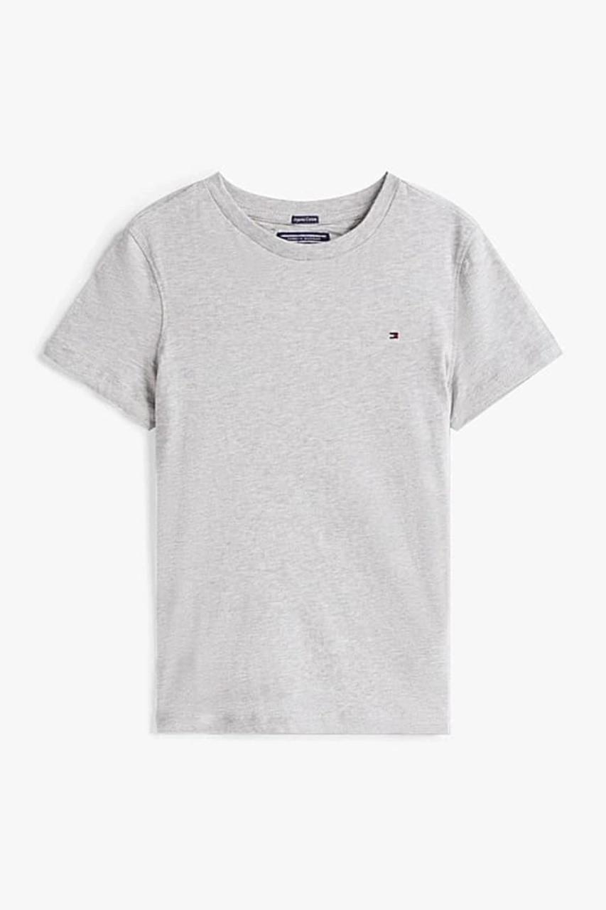 Tommy Hilfiger Erkek Çocuk Basic Pamuklu T-shirt - Gri-10990 Grey Heather