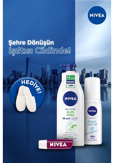 Nivea Aloe Vera Vücut Losyonu 400 ML + Dudak Bakım Kremi 4.8 G + Fresh Natural Sprey Deodorant 75 ML