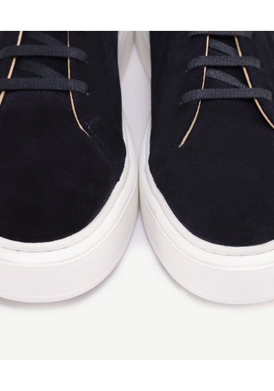 Yargıcı Silikon Kabartmanlı Deri Bağlı Sneakers Lacivert