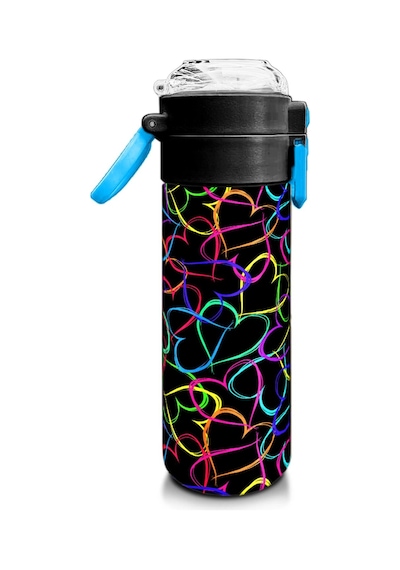 Coral High Kids Çok Renkli Kalp Desenli Pipetli Ve Direkt İçim Çelik Termos 500 Ml 31870 Siyah - Yeşil