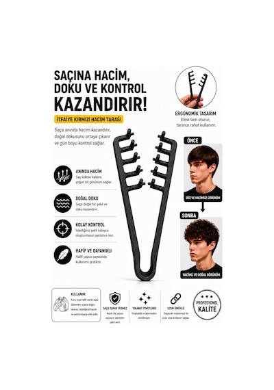 Ognamı3d 3d Baskı Geniş Dişli Saç Şekillendirme Tarağı Ergonomik Tarak 95000958