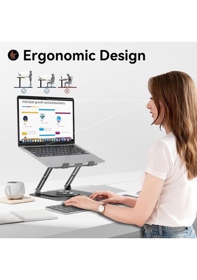 Masa İçin Dizüstü Bilgisayar Standı, 360 Dönebilen Tabanlı Ayarlanabilir Bilgisayar Standı, İşbirliğine Dayalı Çalışma İçin Ergonomik Dizüstü Bilgisayar Yükselticisi, Katlanabilir Ve