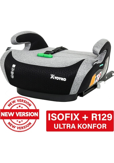 Yoyko Isofix Bağlantılı Oto Koltuğu Yükseltici Booster 15-36 Kg Gri Kumaş Malzeme İle Ultra Konfor