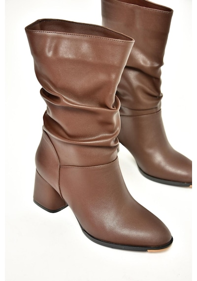 Fox Shoes T848243009 Kahverengi Kalın Topuklu Kadın Bot Kahverengi