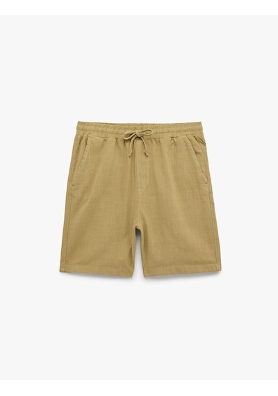 Koton Regular Fit Cepli Pamuklu Beli Bağcıklı Şort Deve Tüyü 6sam40121hw Taba