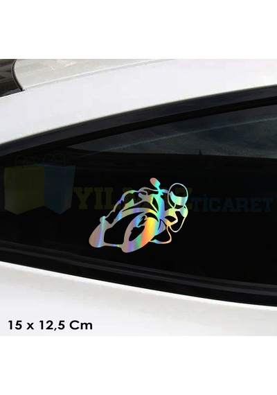 Yanlayan Motor Hologram Motosiklet Oto Sticker Çıkartma Etiket