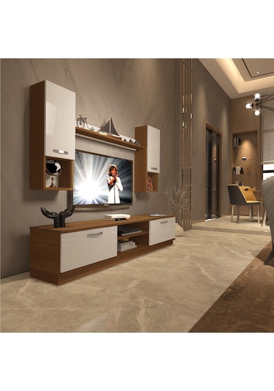 Decoraktiv Eko 5dab Slm Dvd Tv Ünitesi Tv Sehpası Ceviz - Beyaz