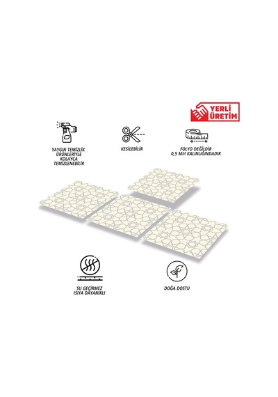 Tink Kendinden Yapışkanlı Gümüş Selçuklu Desenli Pvc Karo 30x30 Cm