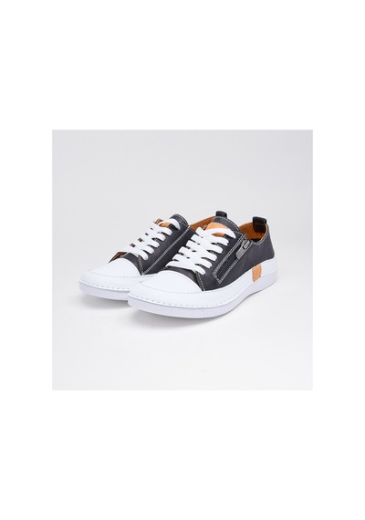 Derinet Günlük Hakiki Deri Kadın Sneaker Siyah Siyah