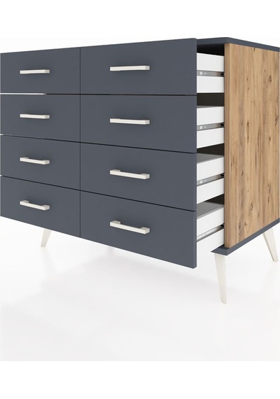 Hyperion Şifonyer 8 Çekmeceli 88x44x80 Çam-antrasit Antrasit Hyperion Şifonyer 8 Çekmeceli 88x44x80 Çam-antrasit Antrasit