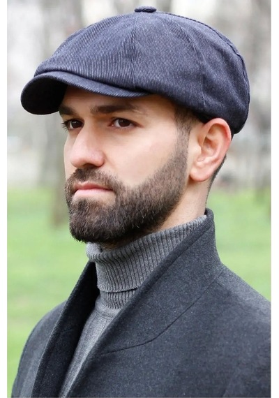 Bay Şapkacı Erkek Peaky Blinders Ingiliz Driver Kasket Çizgili Lacivert 7404-Standart-Lacivert