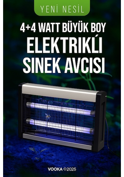 Sinek Öldürücü 4+4w Uv Işıklı Büyük Boy Elektrikli Sinek Avcısı Sessiz Ve Etkili Böcek Öldürücü Ciha