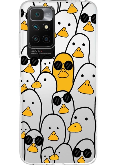 Redmi 10 2022 Uyumlu Kapak Duck Tasarımlı Şeffaf Silikon Kılıf Şeffaf
