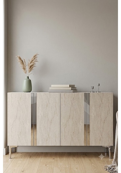 Ka1298bts Anka Konsol Ve Tv Sehpası Beyaz-traverten-silver 120cm