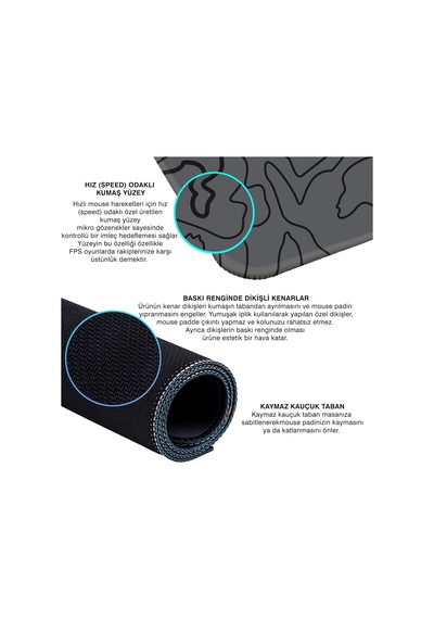 Gaming Mouse Pad Xxl Büyük Oyuncu Pad Gri River Gray, 90x40 Cm