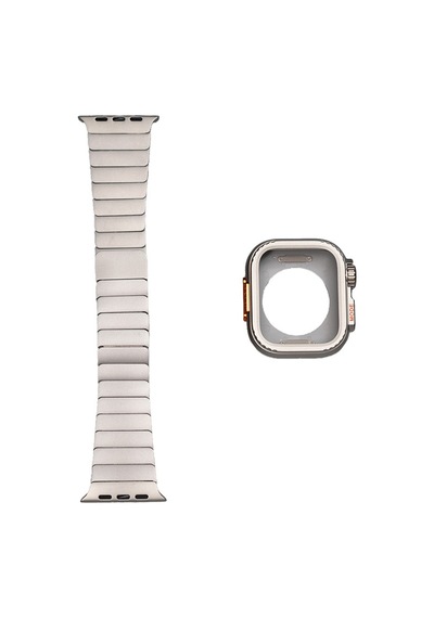 Apple Uyumlu  Watch Series 7/8/9 45mm Kasa Gövde Koruyucu Ve Metal Kordon 2 İn 1 Set
