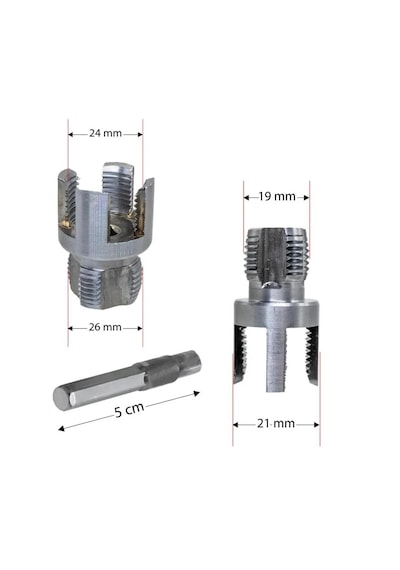 Pvc Pprc Boru İç Ve Dış Diş Açma Aparatı 20/25 Mm 2 Li Set