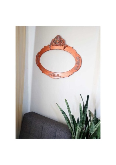 Bakır Renkli Oval Ayna Çerçevesi Bakır