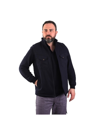 Eser - 7-7 Gabardin Polarlı Yelek - Kışlık - Lacivert