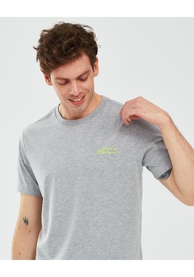 Skechers Graphic T-Shirt M Short Sleeve Erkek Gri Melanj Tshirt S241054-036